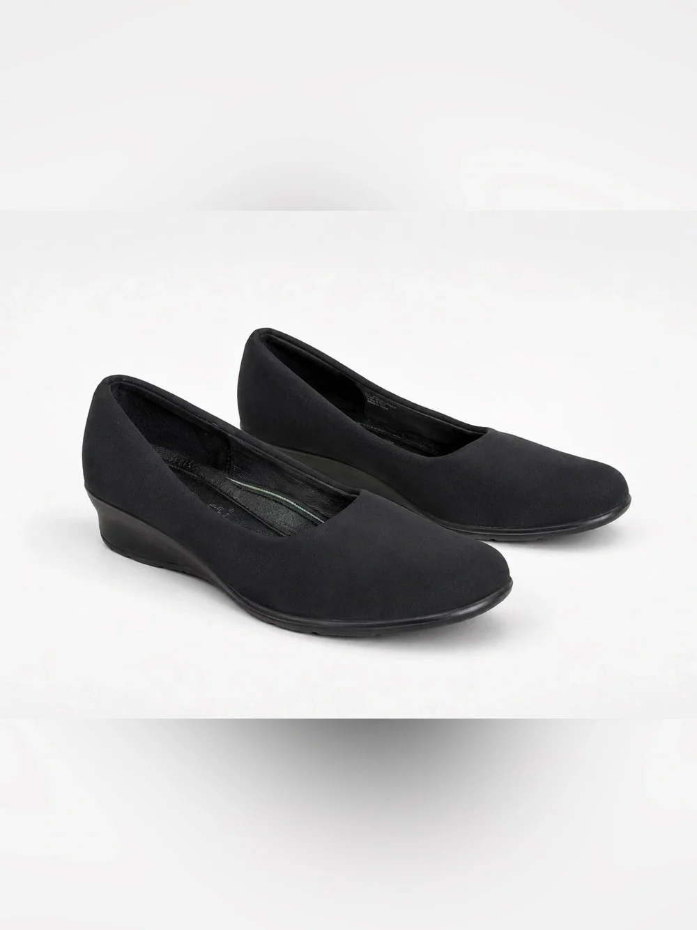 ECCO Shoes Womens‎ 8.5 Black Slip On Wedge Flats Real Leather Insole Comfort